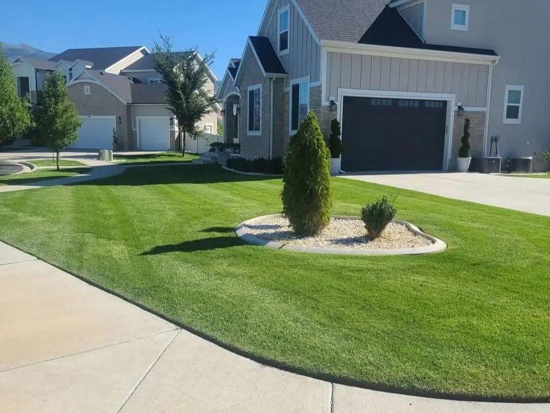 Freshly mowed green lawn care service Orem Utah - Best lawn mowing company near me